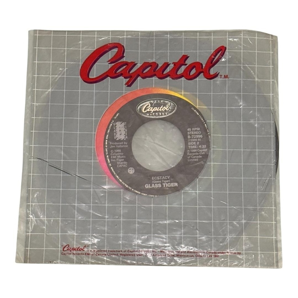Vintage Glass Tiger 45 RPM Vinyl Record Thin Red Line Capitol 1986 Pop Rock - Picture 5 of 6
